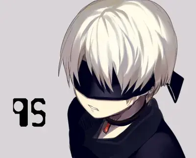 9S from Nier Automata, a digital artwork showing the scanner android in his signature blindfold