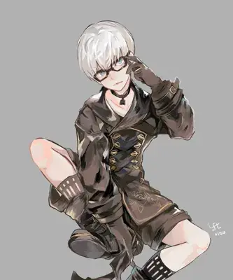 9S from Nier Automata, a digital artwork showing the scanner android wearing his signature glasses and tactical outfit.