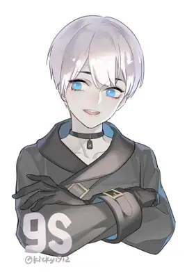9S from Nier Automata portrait artwork showing android warrior in signature outfit