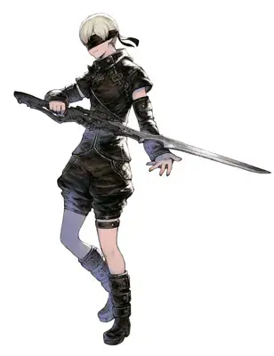 9S from Nier Automata scanner android unit - digital artwork showing android warrior in signature outfit
