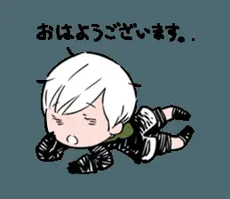 9S from Nier Automata sleepy chibi art - digital artwork showing android character in signature outfit