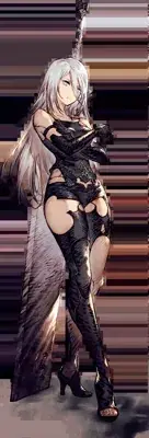 A2 from Nier Automata standing with her sword - digital artwork showing android warrior in signature outfit