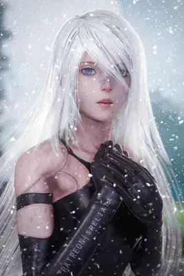Thumbnail of 2B in Snowfall: NieR Automata Fan Art