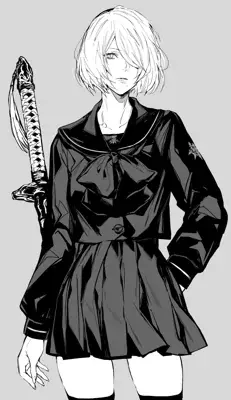 Thumbnail of A2 in Black School Uniform Illustration