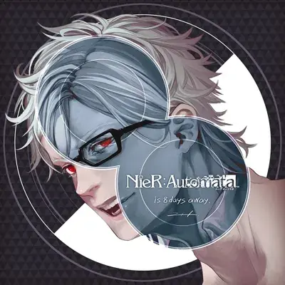 Adam from Nier Automata countdown artwork - digital illustration showing the machine character with glasses and red eyes