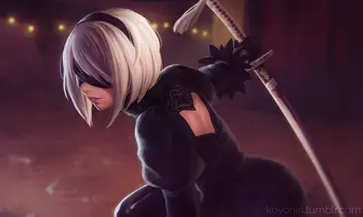Artistic render of 2b from nier automata