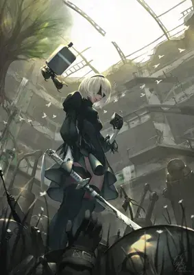 Artistic render of 2b from nier automata