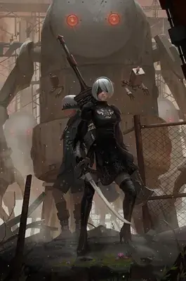 Artistic render of 2b from nier automata