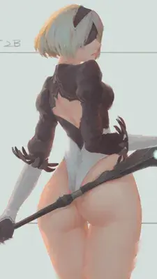 Artistic render of 2b from nier automata