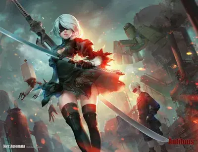 Artistic render of 2b from nier automata