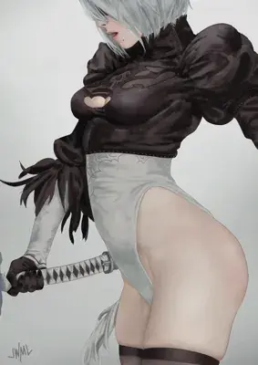 Artistic render of 2b from nier automata
