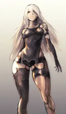 Artistic render of 2b from nier automata