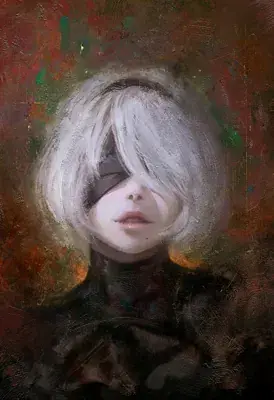 Artistic render of 2b from nier automata