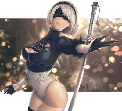 Artistic render of 2b from nier automata