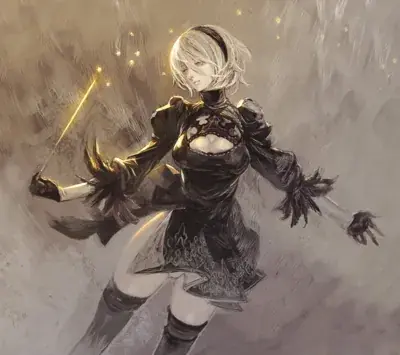 Artistic render of 2b from nier automata