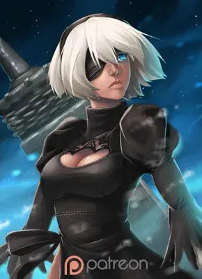 Artistic render of 2b from nier automata