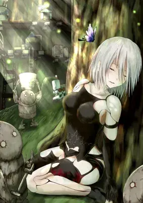 Artistic render of 2b from nier automata