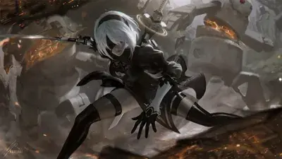 Artistic render of 2b from nier automata