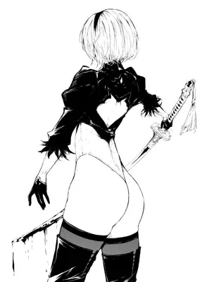 Artistic render of 2b from nier automata