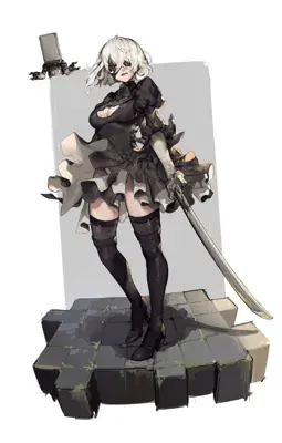 Artistic render of 2b from nier automata