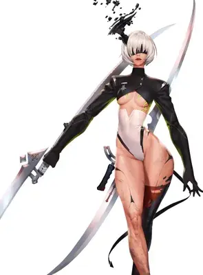 Artistic render of 2b from nier automata