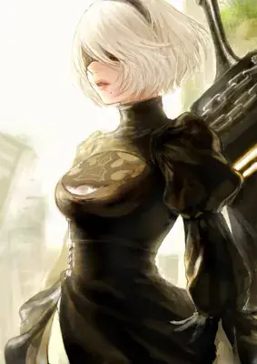 Artistic render of 2b from nier automata