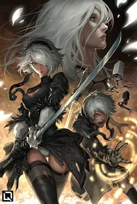 Artistic render of 2b from nier automata