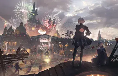 Artistic render of 2b from nier automata