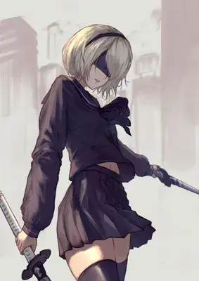 Artistic render of 2b from nier automata