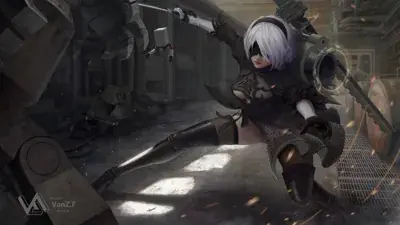 Artistic render of 2b from nier automata
