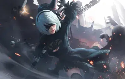 Artistic render of 2b from nier automata