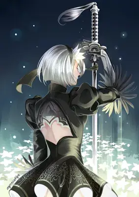 Artistic render of 2b from nier automata