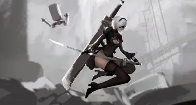 Thumbnail of Artistic render of 2b from nier automata - Nier Art