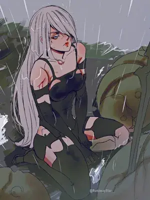 Artistic render of 2b from nier automata
