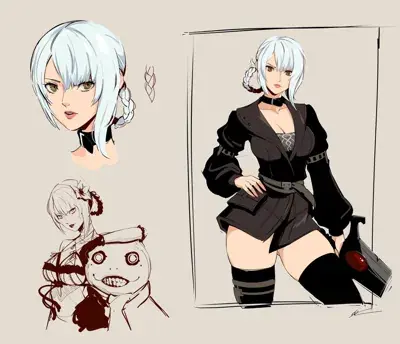 Artistic render of 2b from nier automata