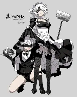 Artistic render of 2b from nier automata