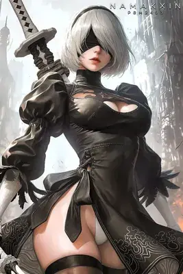Artistic render of 2b from nier automata
