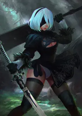 Artistic render of 2b from nier automata