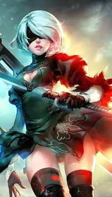 Artistic render of 2b from nier automata