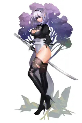 Artistic render of 2b from nier automata
