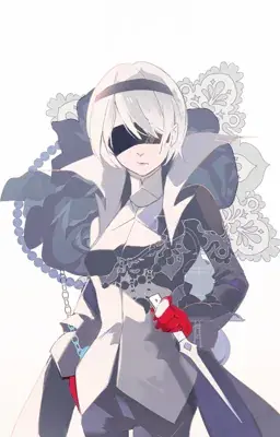 2B from Nier Automata stylized portrait - digital artwork showing android warrior in signature outfit