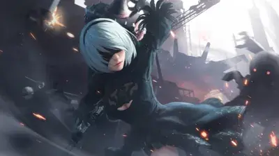 Character in a video game with a gun
