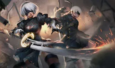 Characters of the game, person and person, fighting in a battle