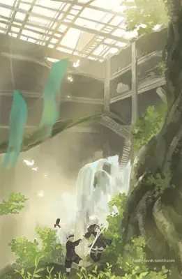 Couple of people standing in a forest