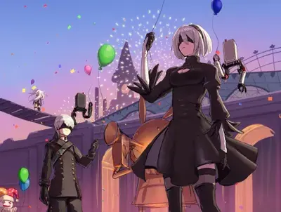 Couple of people standing in front of a building