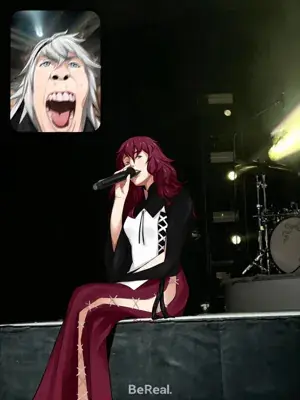 Character performing on stage in anime style - digital artwork inspired by Nier Automata crossover themes