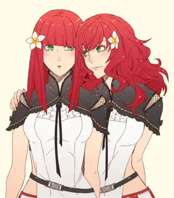 Devola and Popola from Nier Automata digital artwork showing the twin androids in their signature outfits