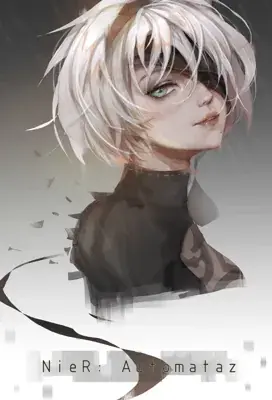Drawing of a girl with white hair and a black shirt