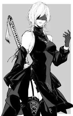 Drawing of a woman in black and white