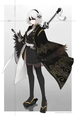 Drawing of a woman with a sword